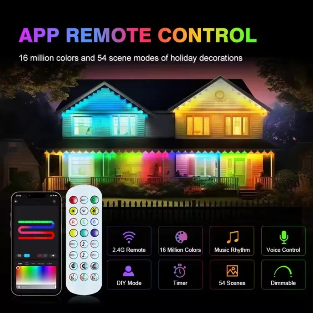 Smart Outdoor Lights Lights Waterproof Light String with App Remote Control Music Sync