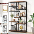 Bookshelf Industrial 5 Tier Etagere Bookcase, Freestanding Tall Bookshelves Display Shelf Organizer