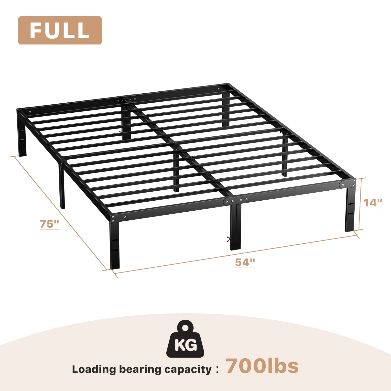 win Full Queen King Size Bed Frame Metal Platform with Storage Space Sturdy Steel Slat Support 350LBS