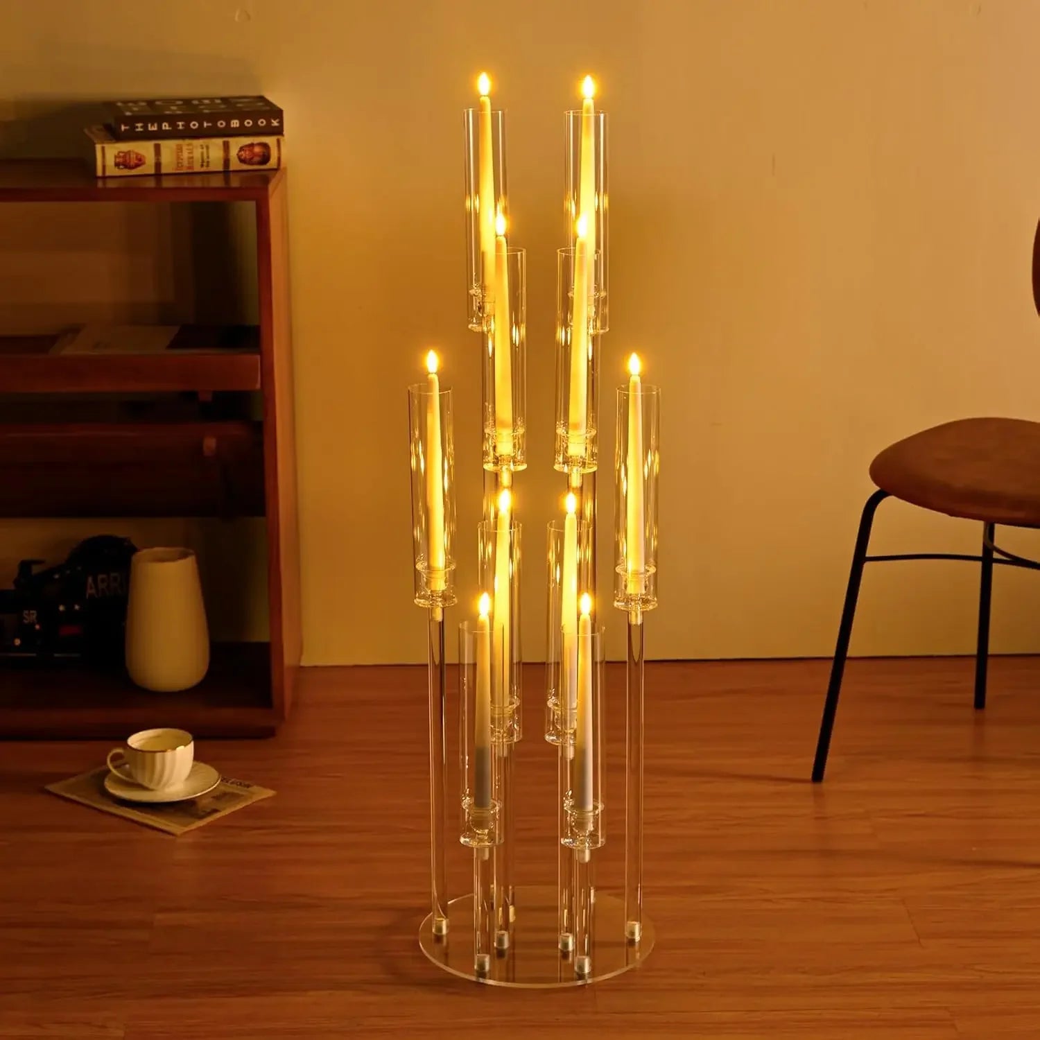 10Pcs Acrylic Candelabra Clear Candle Centerpiece for Dinner Party