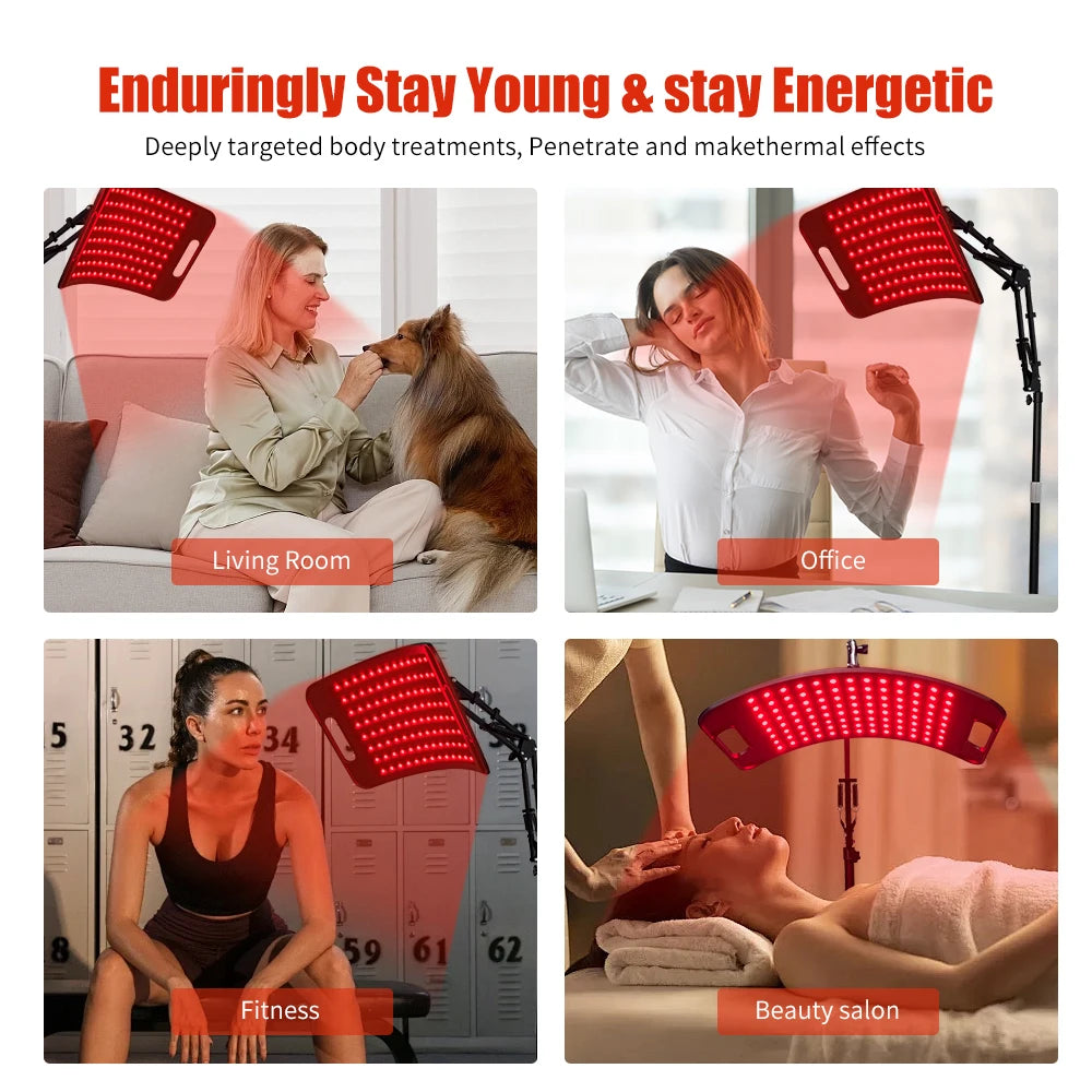 Red Light Lamp For Face and Body Home Infrared Light Panel Device with Adjustable Stand with Timer
