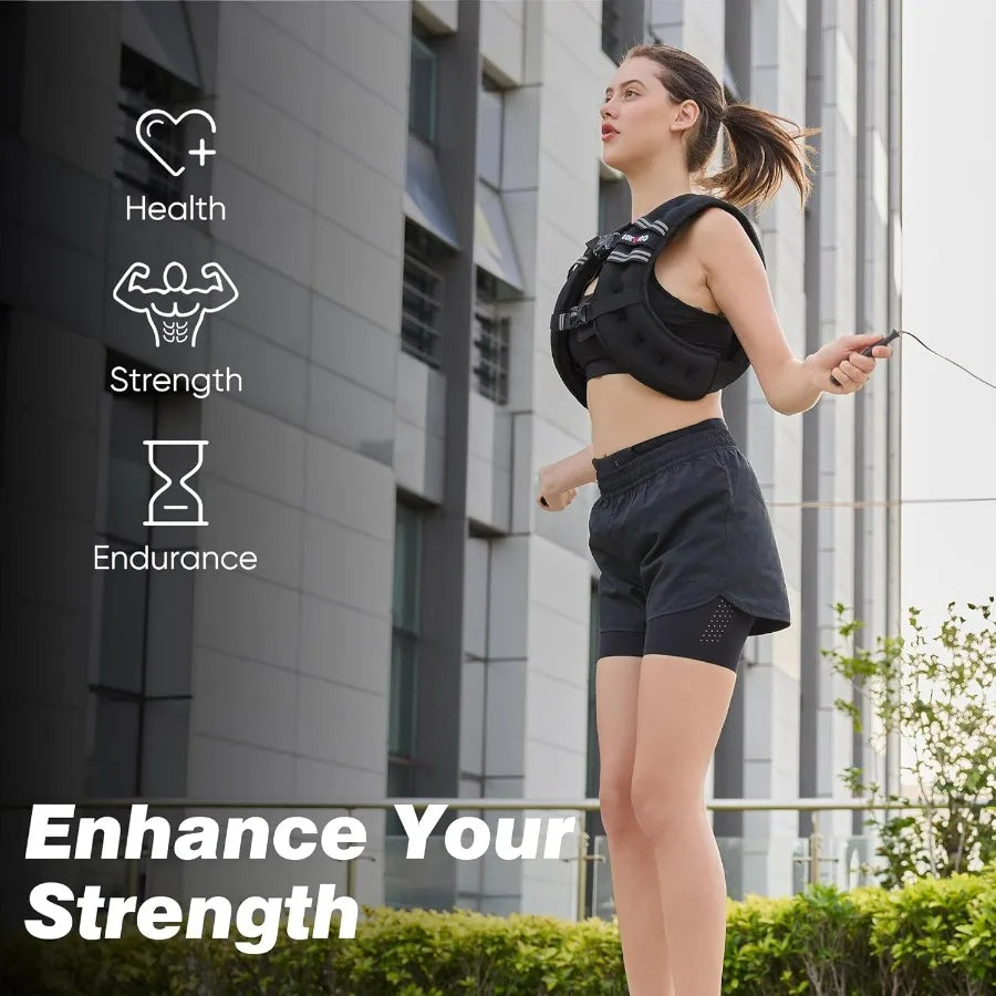 Weighted Vest, 8lbs Weights Vest with Reflective Stripe for Workout, Strength Training, Running, Walking