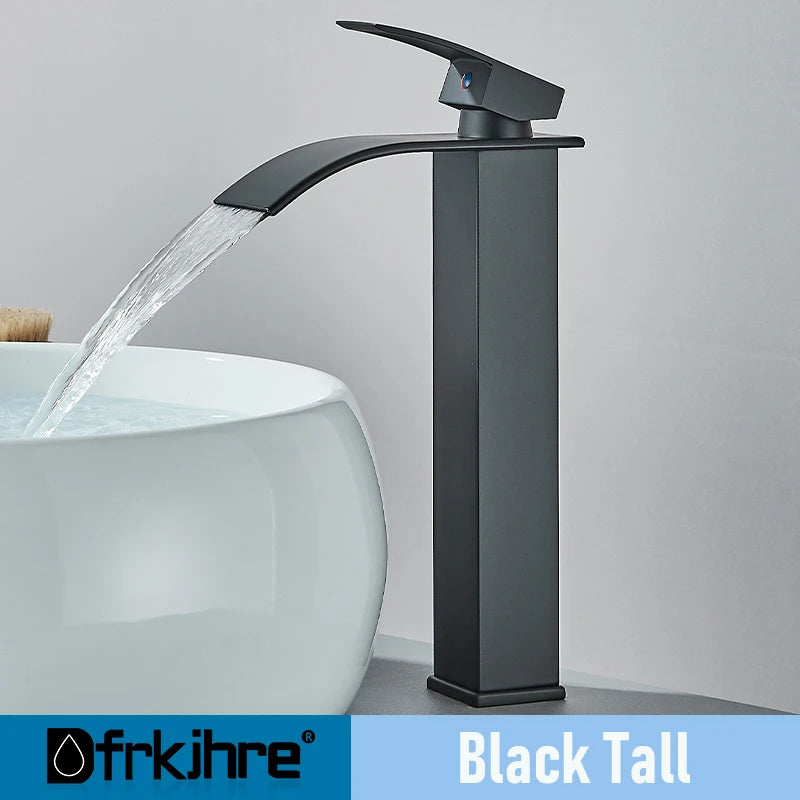 Bathroom Copper Waterfall Stainless Steel Basin Faucet Hot and Cold Dual Control Faucet
