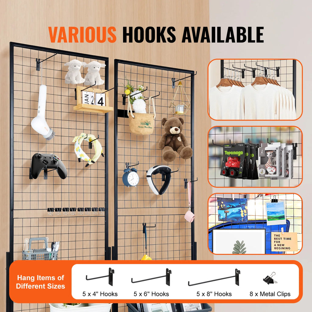 Gridwall Display Racks Double Side Panels for Art Craft Shows Retail Shop w/ Hooks