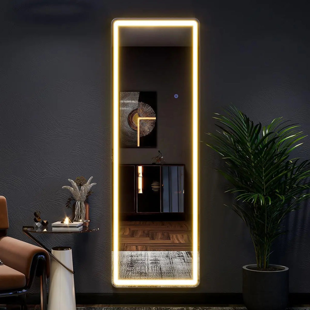 Full Length Mirror with LED Light Floor Mirror with Stand and Dimming