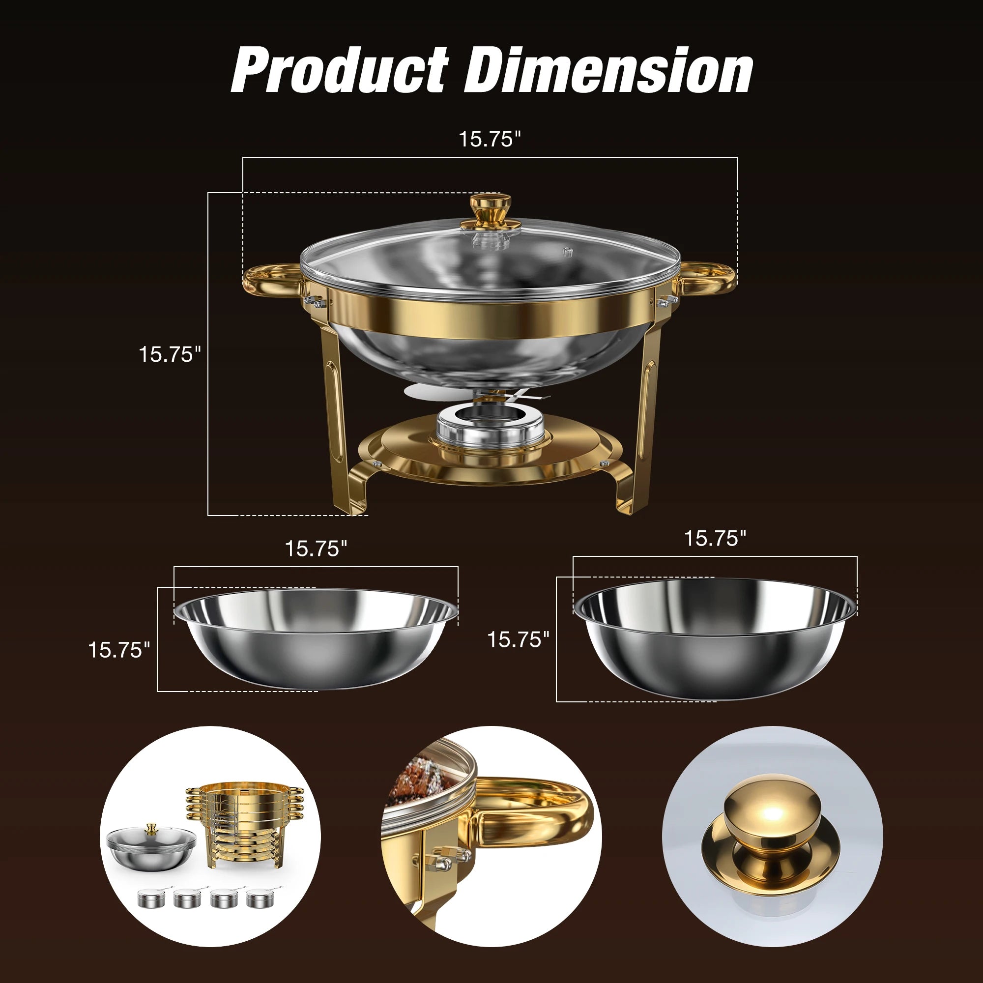 Chafing Dishes for Buffet 5QT Round Stainless Steel Chafing Dish Set for Home Parties