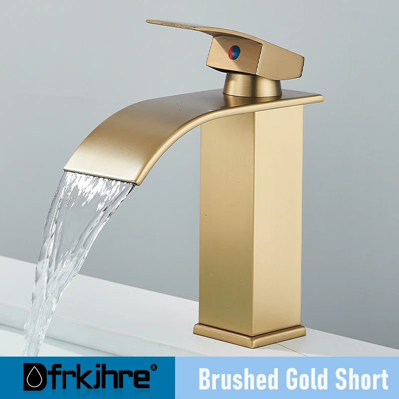 Bathroom Copper Waterfall Stainless Steel Basin Faucet Hot and Cold Dual Control Faucet