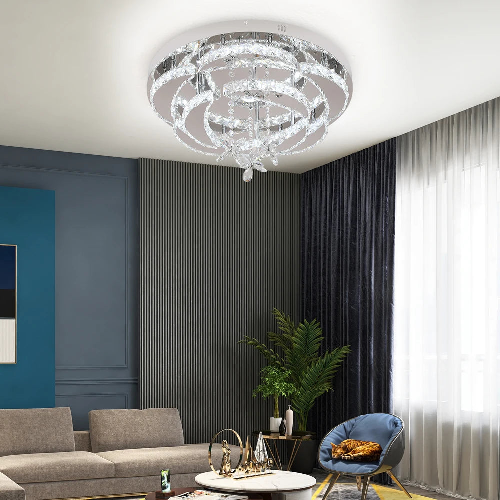 Luxury K9 Crystal Chandelier Modern Dimmable Ceiling Lamp