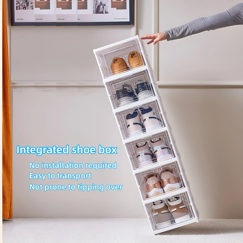 6 Layers Shoes Box Foldable Transparent Sneaker Shoe Storage Stackable Dustproof Cabinet Shoe Rack