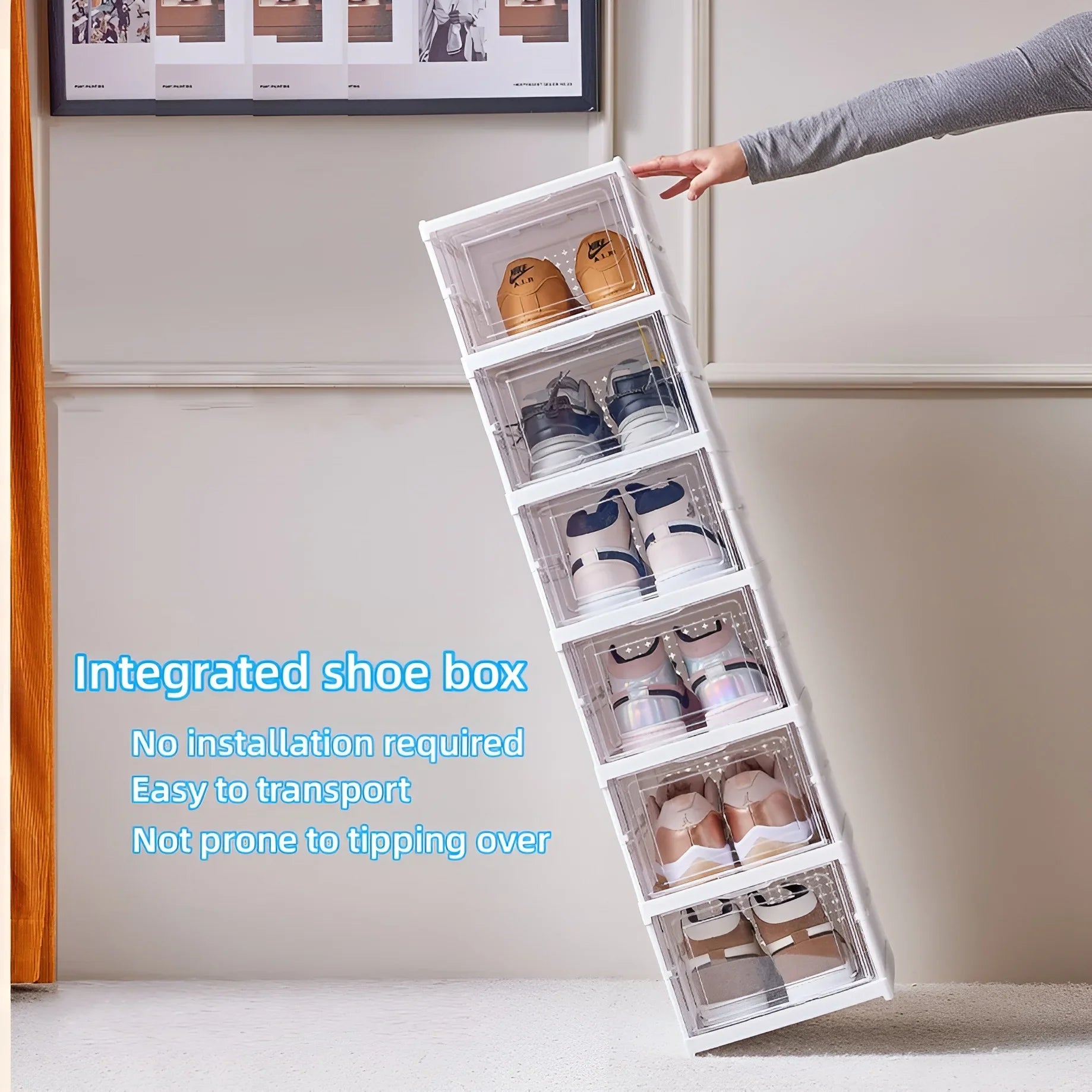6 Layers Shoes Box Foldable Transparent Sneaker Shoe Storage Stackable Dustproof Cabinet Shoe Rack