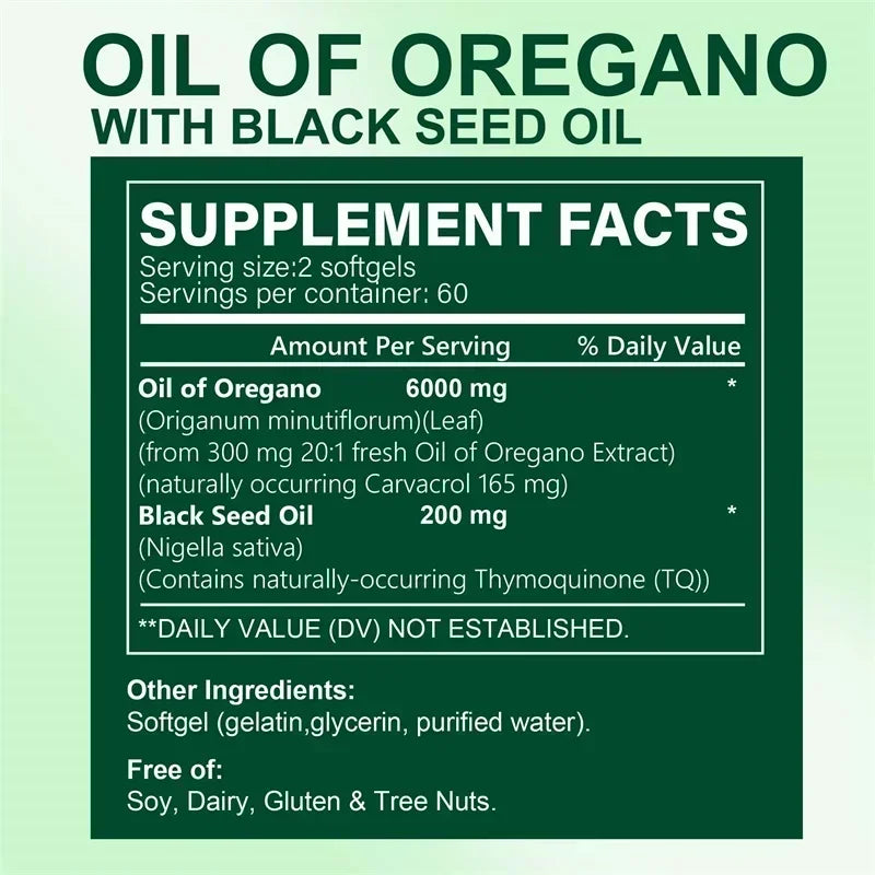 Oregano Oil Softgels - with Oregano & Black Seed Oil
