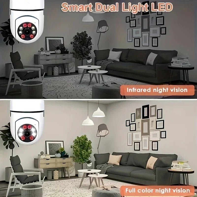 Light Bulb Security Cameras Outdoor Wireless WiFi Camera, 360 Degree, Light Socket Screw In