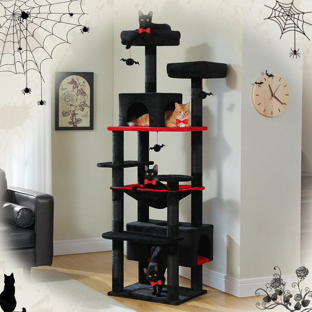 Large Cat Tree and Tower for Indoor Cats With Sisal-Covered Scratching Posts Spacious Hammock