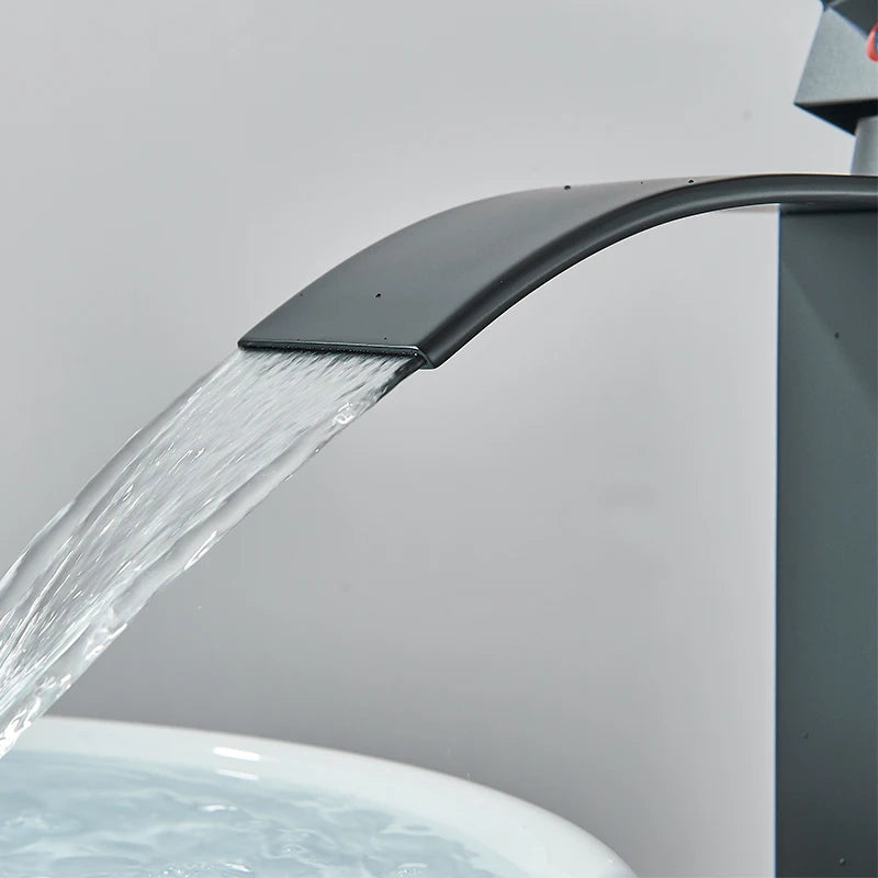 Bathroom Copper Waterfall Stainless Steel Basin Faucet Hot and Cold Dual Control Faucet