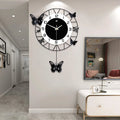 Large Round Butterfly Wall-mounted Clock Creative Iron Craft Quartz Clock