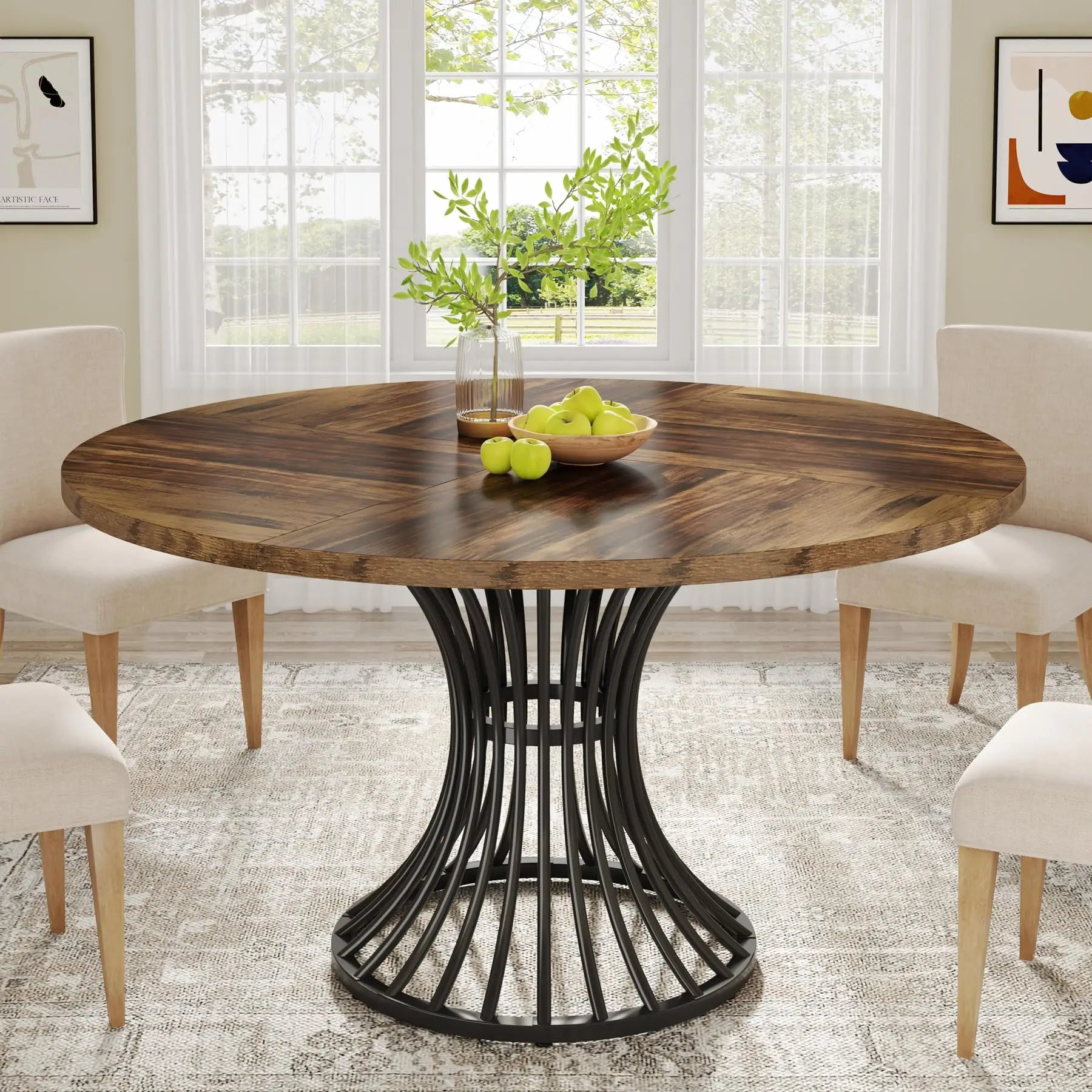 Round Dining Kitchen Table for 4-6 People