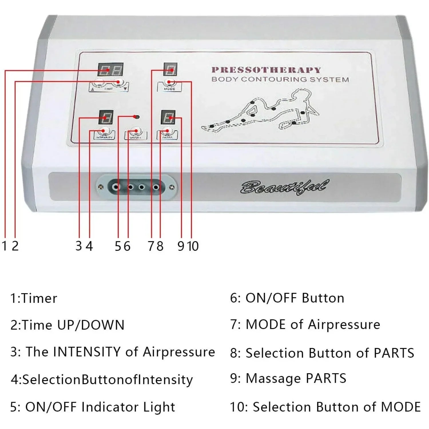 50W Pressotherapy Air Pressure Machine Slimming Suit Body Massager