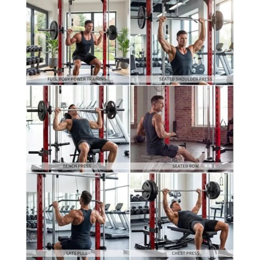 Heavy Duty Smith Machine Home Gym System Multi-Functional Power Cage for Full Body Workout