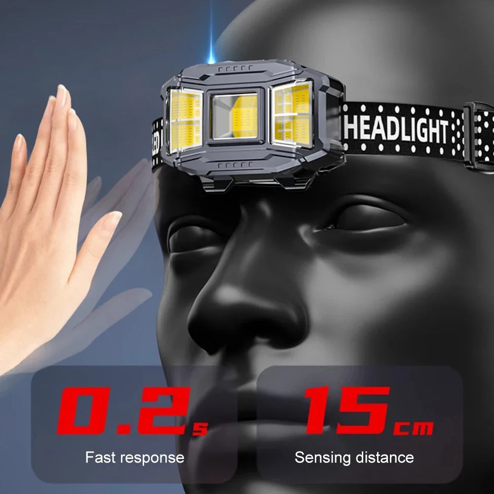 LED USB Charging Head Mounted Flashlight Powerful Headlight Torch for Outdoors