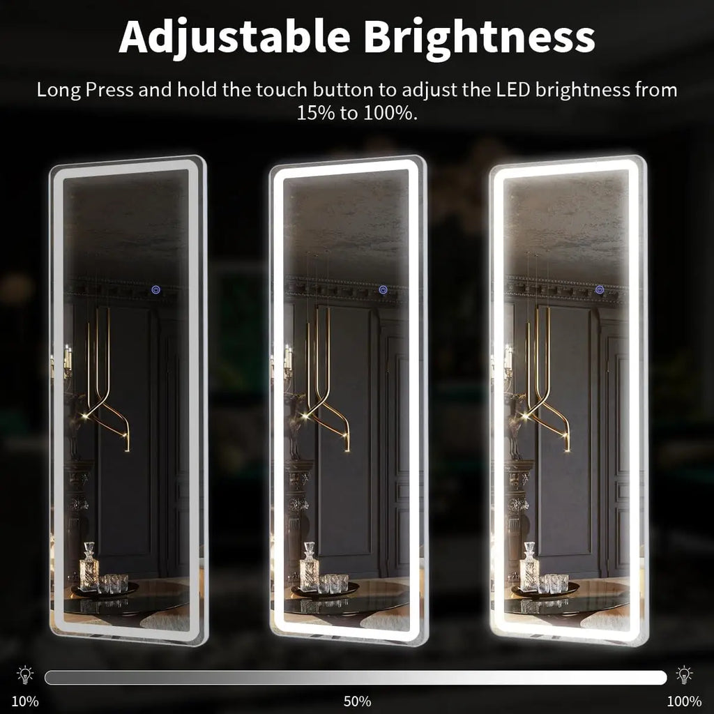 Full Length Mirror with LED Light Floor Mirror with Stand and Dimming