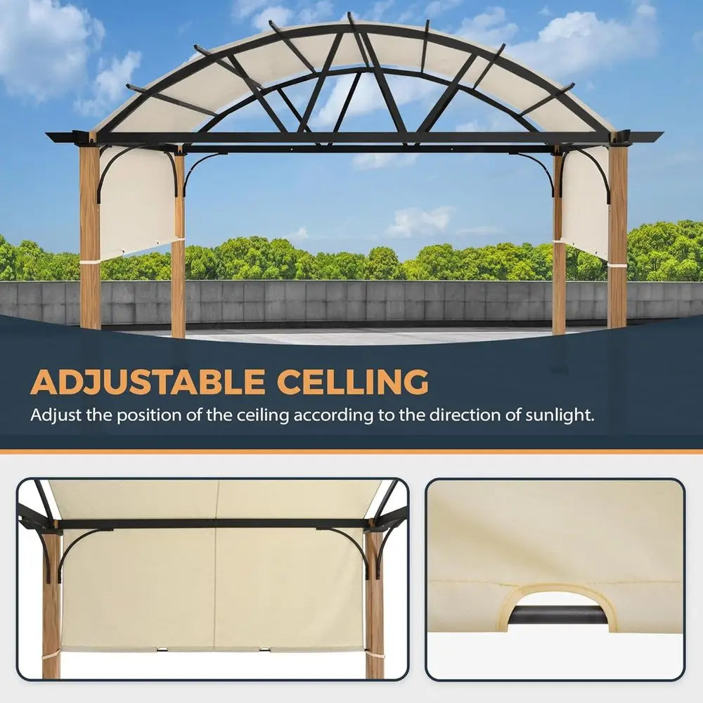 Outdoor Pergola with Sling Retractable Canopy
