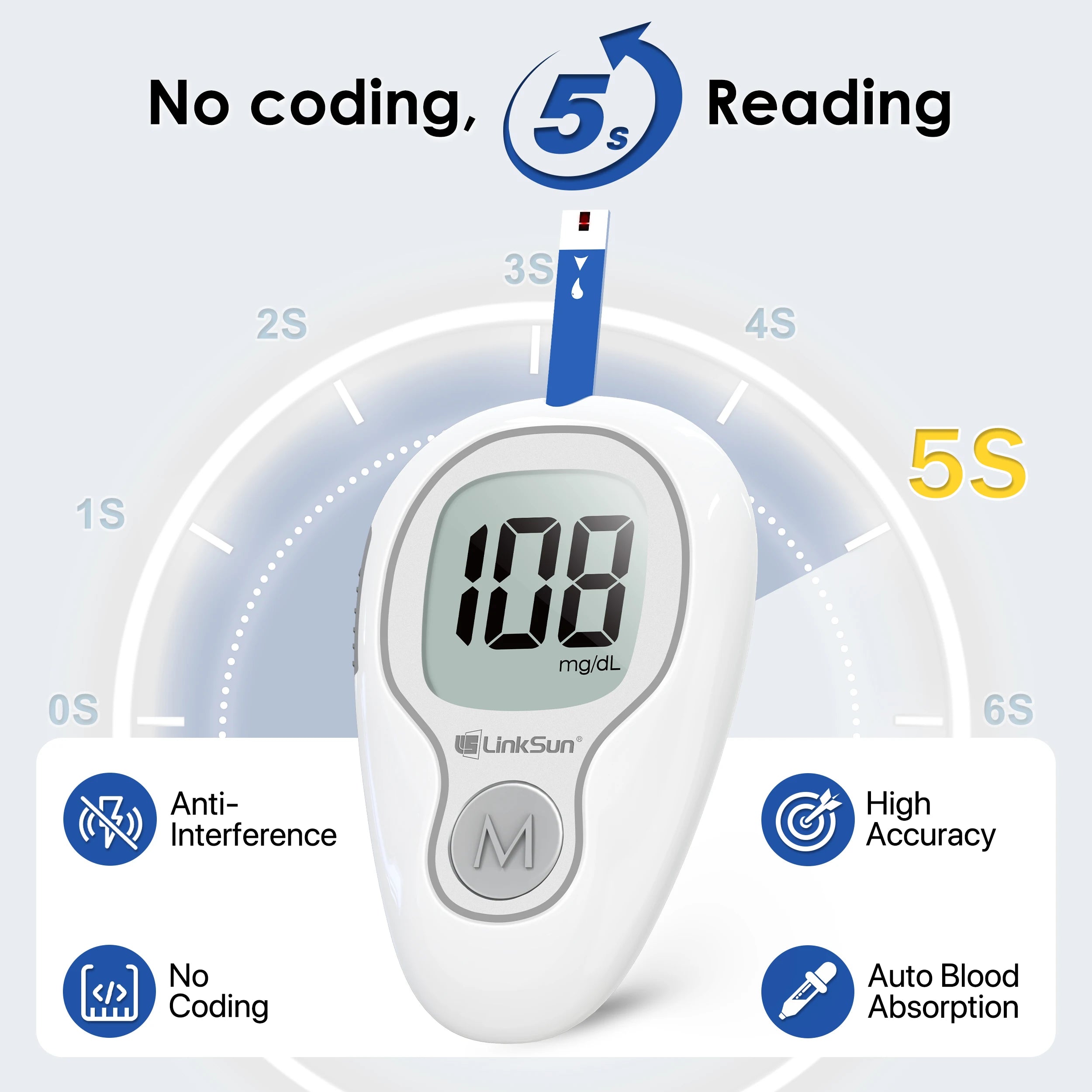 Blood Glucose Meter Glucometer Complete Kit Diabetes Accessories Finger Blood Digital Glucose Sugar Test Machine