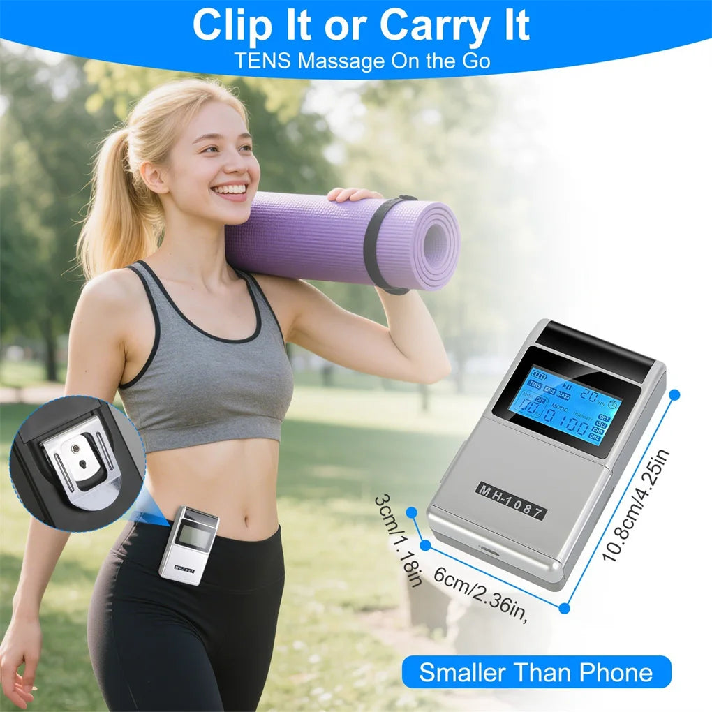 4-Channel Rechargeable TENS Unit with 8 Pads, 48 Modes & 4 Programs for Pain Relief, Muscle Training & Relaxation – Portable