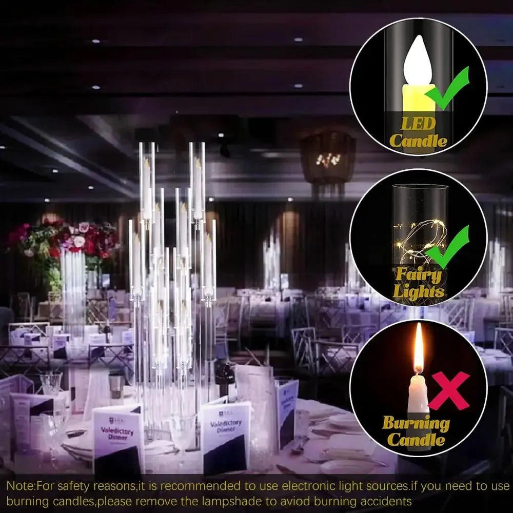 10Pcs Acrylic Candelabra Clear Candle Centerpiece for Dinner Party