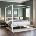 Canopy Bed Frame, 3-Metal Crossbar, No Box Spring Needed, Easy Assembly