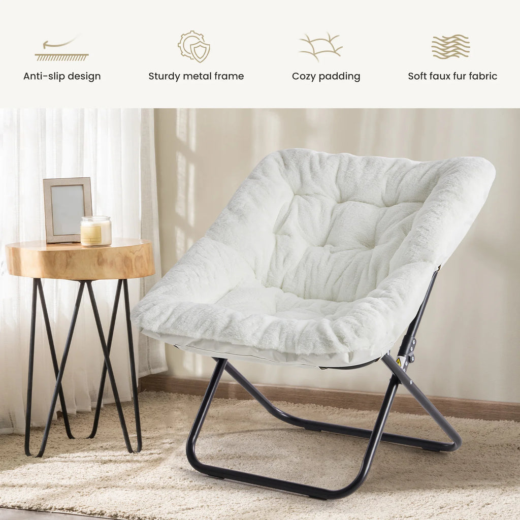 Large Size Folding Lounge Chair with Padded Seat
