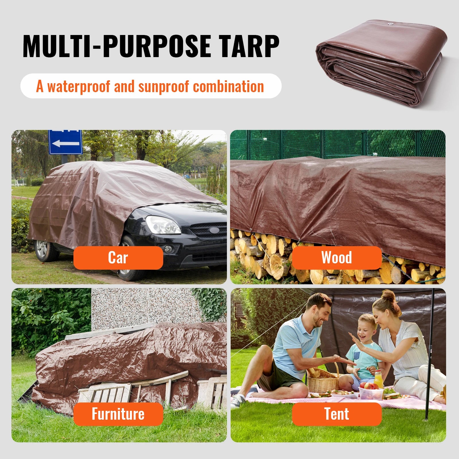 Heavy Duty Tarp Waterproof  Tarps Cover Multi-Purpose