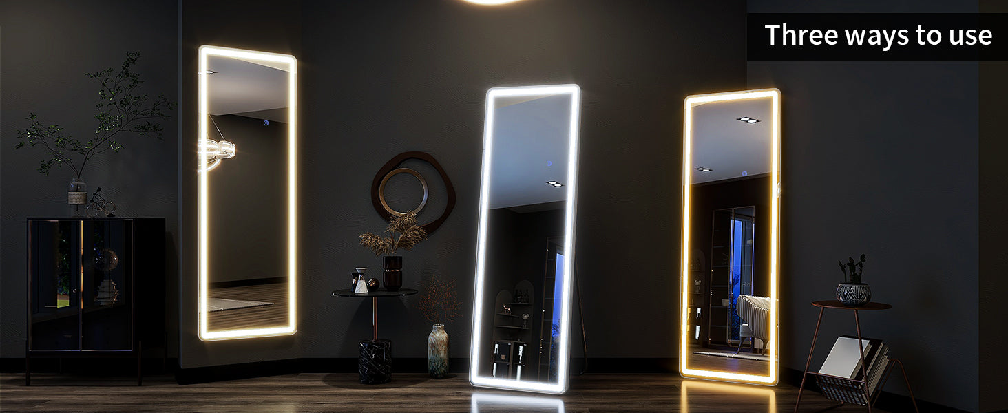 Full Length Mirror with LED Light Floor Mirror with Stand and Dimming
